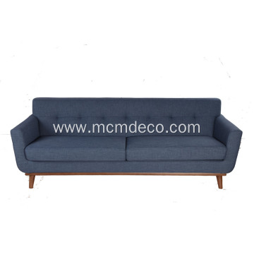 Midcentury 3 Seater Fabric Sofa with Wood Frame